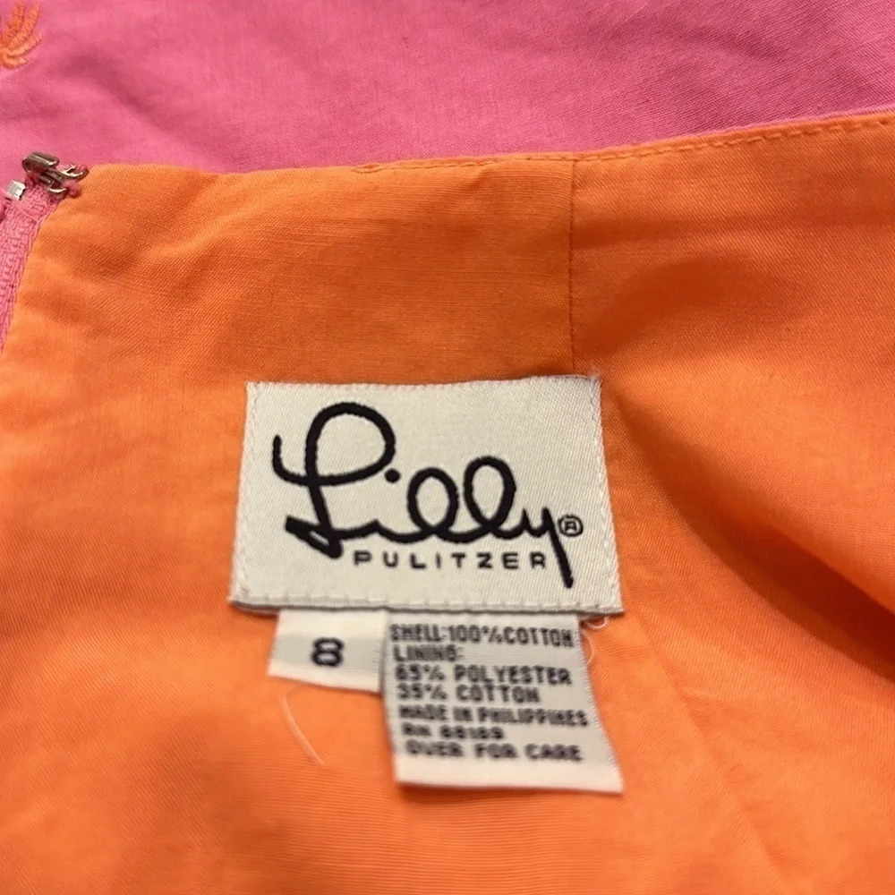 VTG Lilly Pulitzer Pink Palm Tree Scalloped Hemline Skirt women’s size 8 - Picture 6 of 8